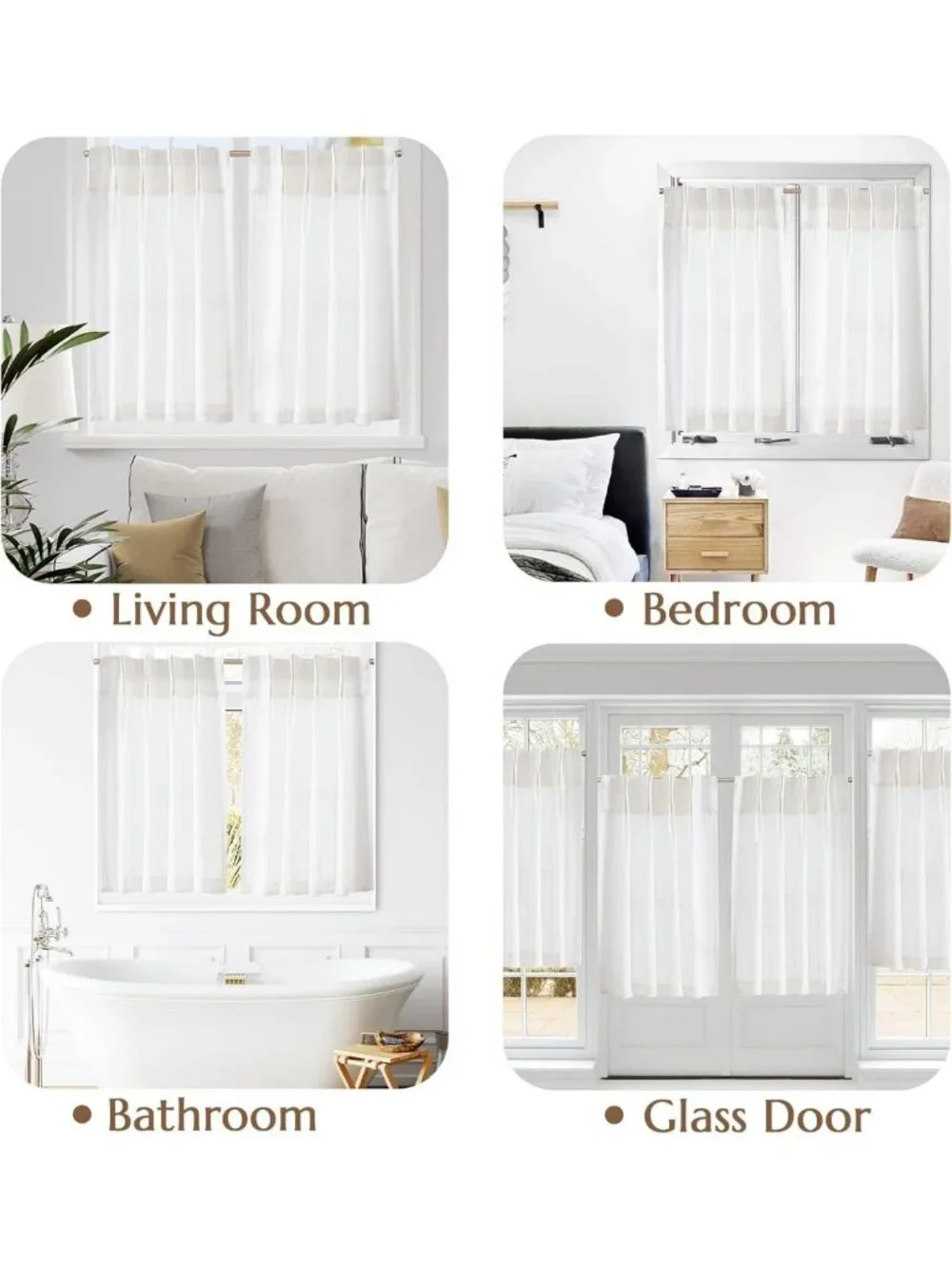 Linen Pinch Pleated Kitchen Curtains 24